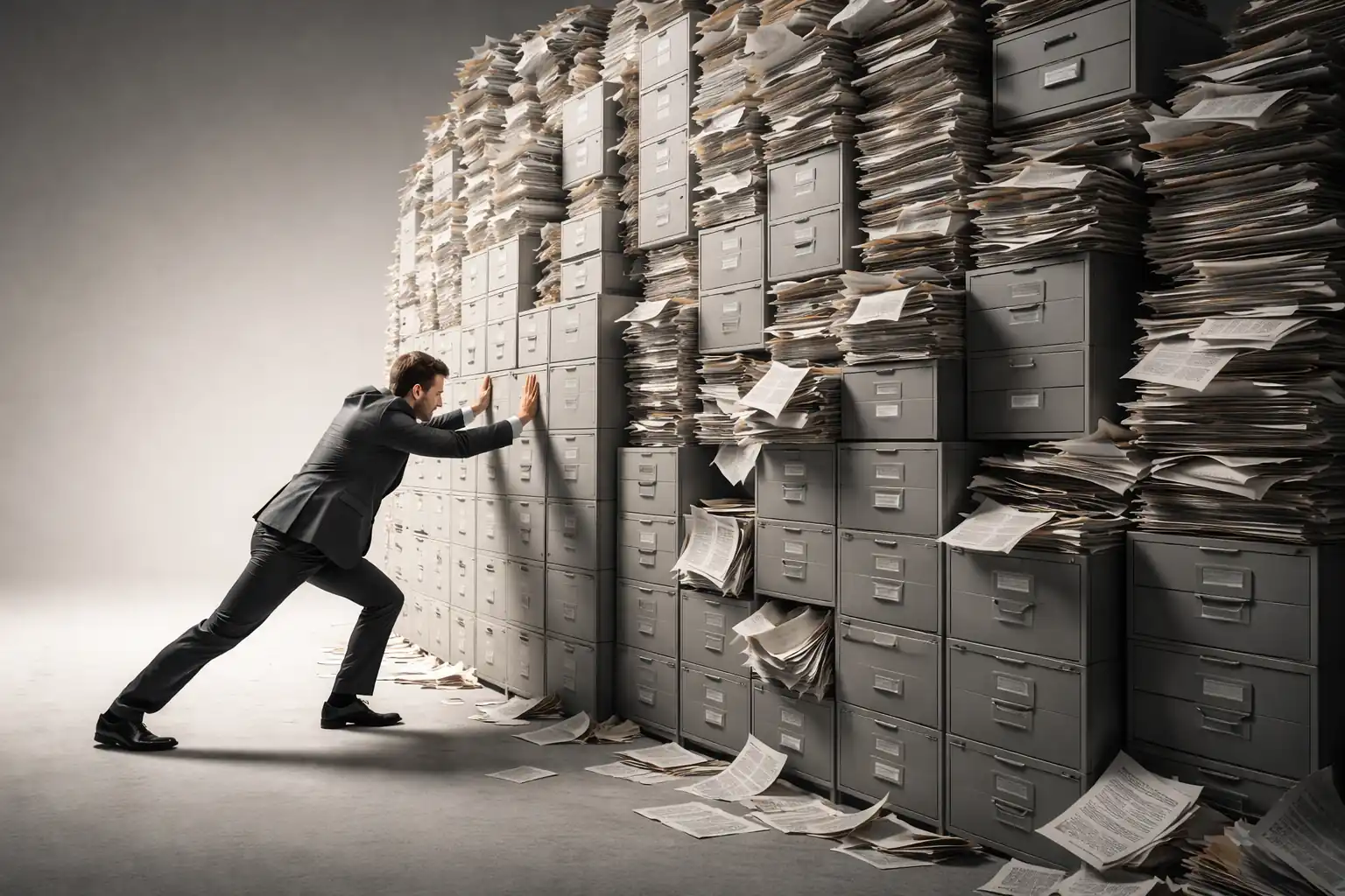 A wall of filing cabinets — the scaling limit made visual