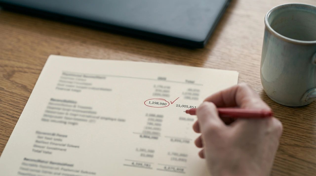 Red error mark on a financial spreadsheet — precision under pressure