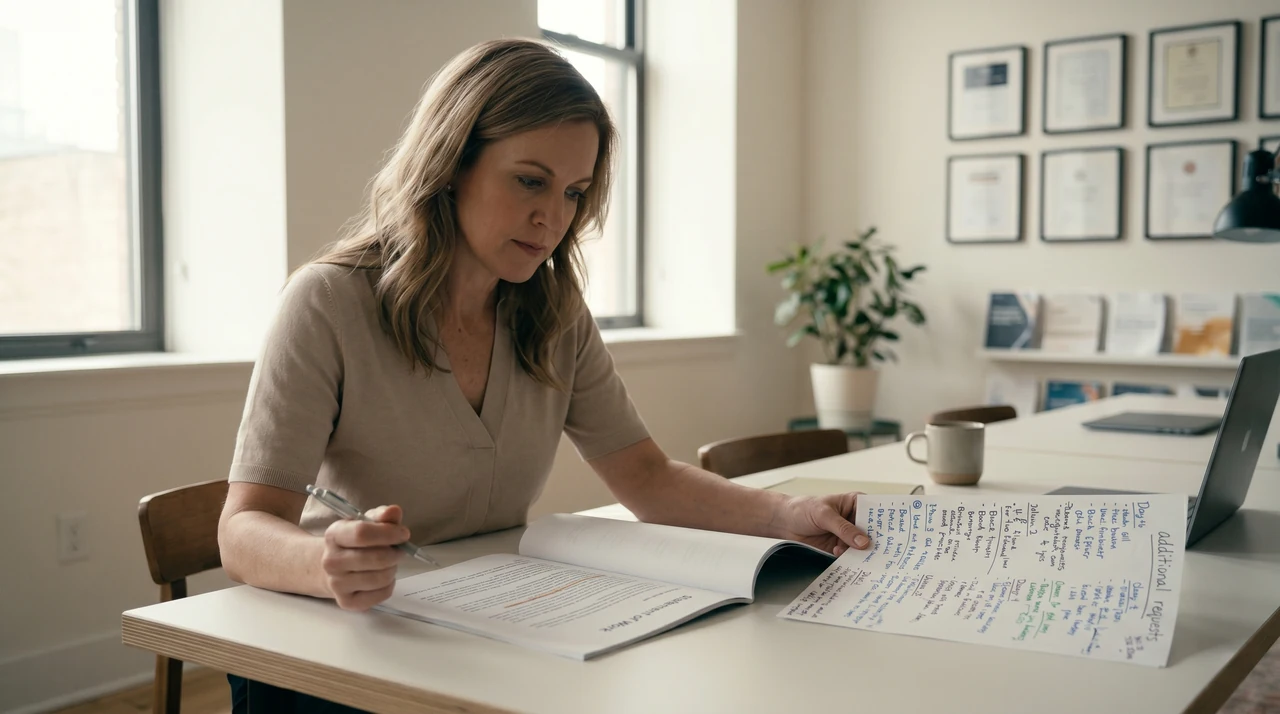 Hands overwhelmed by a mix of physical documents and multiple glowing screens