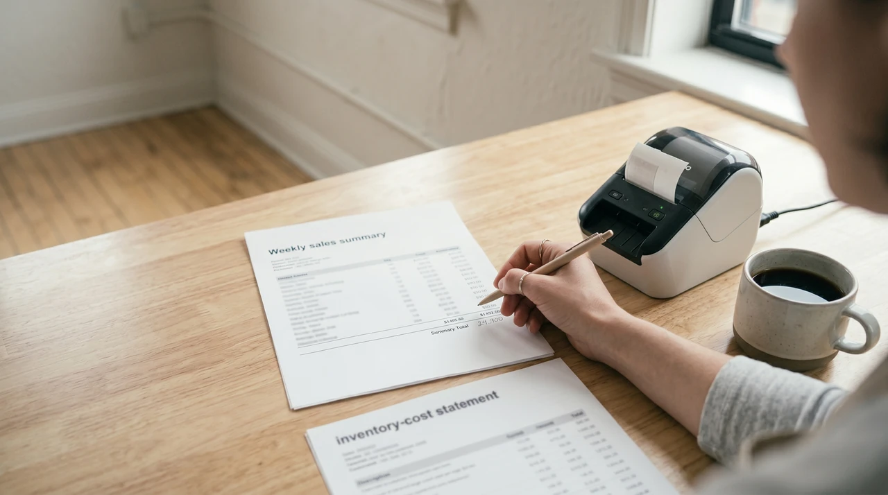 Cluttered desk with multiple monitors showing conflicting sales data